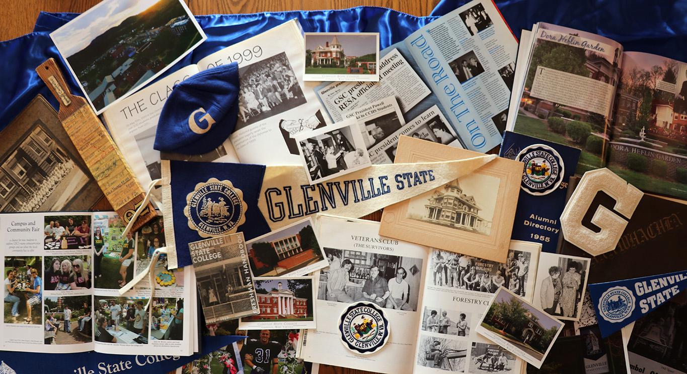 A Collage of old Glenville State memorabilia