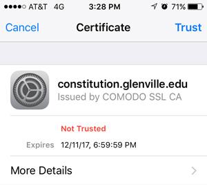 iOS Wifi Screenshot - Certificate Screen