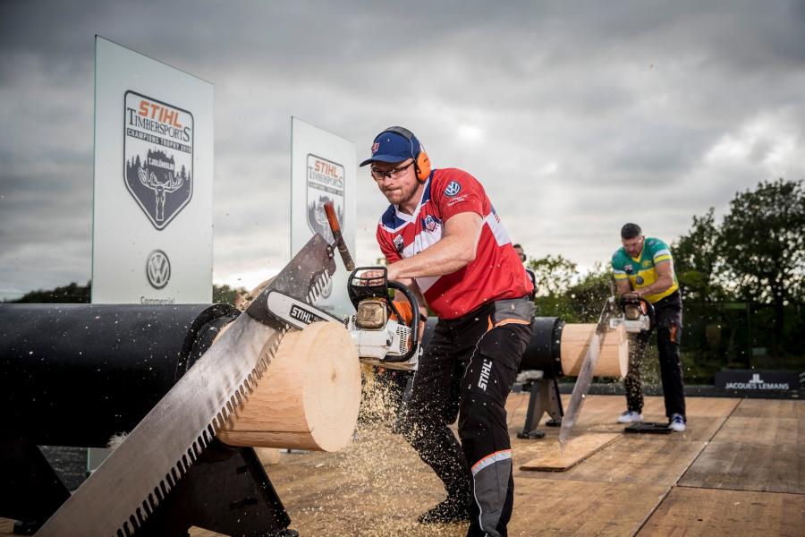 Matt Cogar competing for the 2019 STIHL TIMBERSPORTS® Champions Trophy | STIHL TIMBERSPORTS®