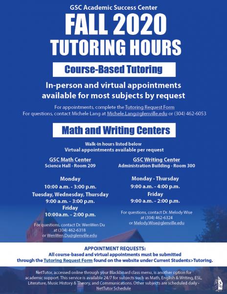 Tutoring Services Flier Fall 2020