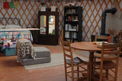 Living area inside the yurt.