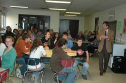 GSC President Dr. Peter Barr speaks to Wirt County Hidden Promise Scholars and parents. 