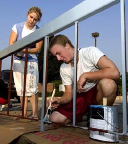 Painting the railings