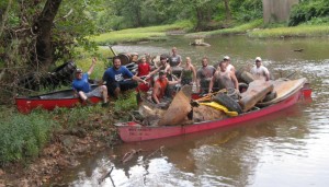 Little Kanawha River cleanup participants: (l-r) Dr. Ross Conover, Steven Miller, Justin Stark, Broc Benner, Chad Ingram, Jonathan Rhodes, Maren Wentzel, Brock McClung, Brandon Collins, Seth Doss, Adam Ramsey