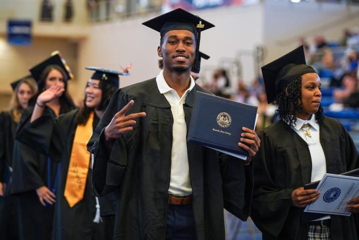 Student at commencement ceremony 