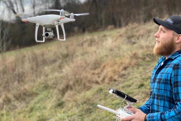 Land Resources student flying a drone