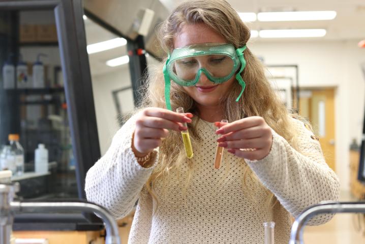 Student in chemistry lab