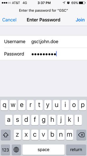 iOS Wifi Screenshot - Login Screen