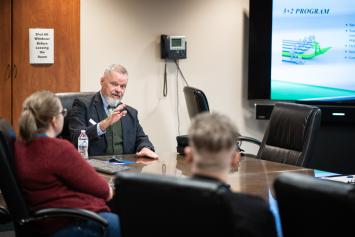 Timothy Bryan, an Assistant Professor of Accounting at Marshall University, takes part in one of the breakout sessions held at Glenville State University on January 20. (GSU Photo/Kristen Cosner)
