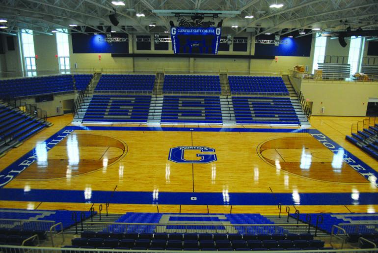 Basketball court in the Waco Center