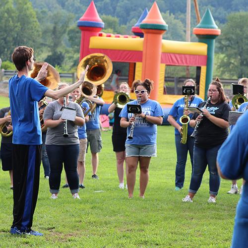 Evan Merical conducts the GSC Marching Band during last year's Band Bash held at the Glenville Presbyterian Church