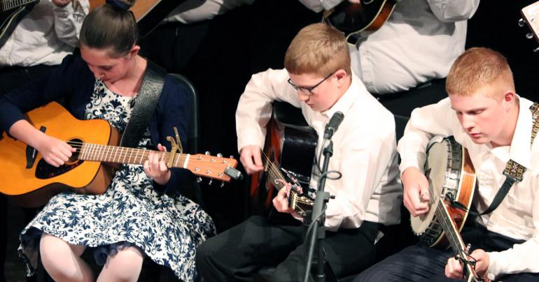 Local youngsters can take part in a youth bluegrass camp at the Glenville State College Pioneer Stage as part of the upcoming WV State Folk Festival. (GSC Photo/Dustin Crutchfield)