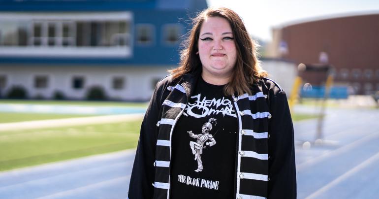 Caitlin Reed Glenville State University senior Caitlin Reed is the 2022 Pioneer Marching Band field commander. The band's show this semester has a pop-punk theme. (GSU Photo/Kristen Cosner)