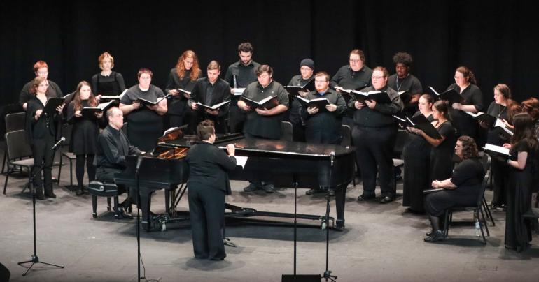 Members of the Glenville State University Choir, under the direction of Sarah Nale, performing at a previous concert. Their spring performance is scheduled for April 19 at 7:00 p.m. (GSU Photo/Dustin Crutchfield)
