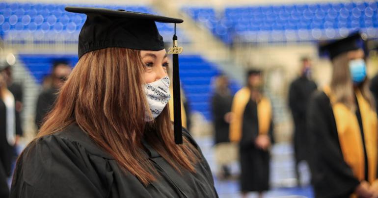 Glenville State College graduate Tabitha Cochrum pictured here at the College’s fall Commencement Ceremony. The spring ceremony will take place on Saturday, May 8 at 10:00 a.m. in the GSC Waco Center. (GSC Photo/Kristen Cosner)