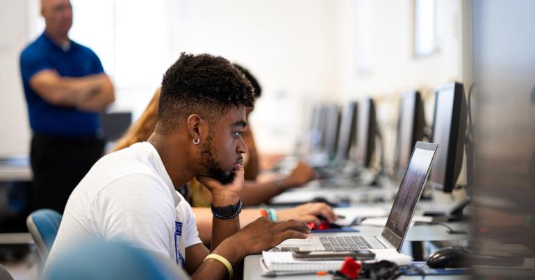 Students in a previously held cybersecurity training course as a part of the Cybersecurity and Safety Workforce Development Initiative at Glenville State University. (GSU Photo/Kristen Cosner)