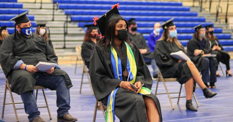 Prospective graduates at the commencement ceremony in December 2020. This year's graduates will convene for their ceremony on Saturday, December 11, 2021 at the GSC Waco Center. (GSC Photo/Kristen Cosner)
