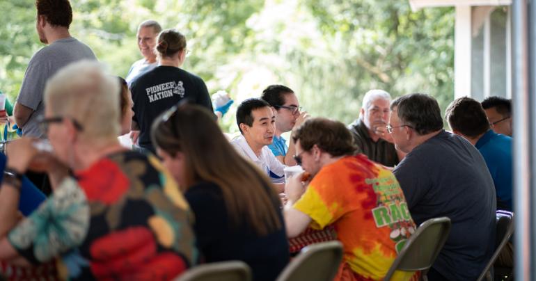 Faculty and Staff Welcome Back Picnic Glenville State University employees attending the welcome back picnic hosted by Dr. Mark Manchin at the President’s Home. (GSU Photo/Kristen Cosner)