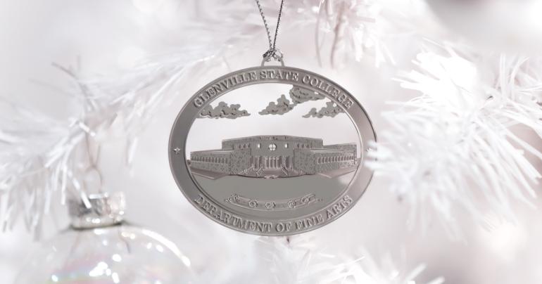 The Glenville State College Fine Arts Center holiday ornament makes a great gift! (GSC Photo/Kristen Cosner)