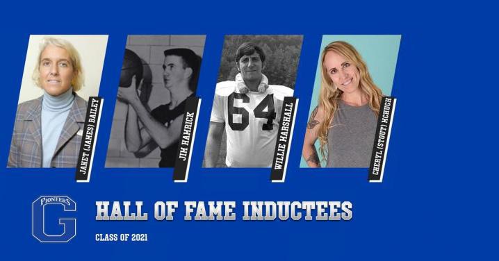 The 2021 GSC Curtis Elam Athletic Hall of Fame inductees include: Janet (James) Bailey, Jim Hamrick, Willie Marshall, and Cheryl (Stout) McHugh.