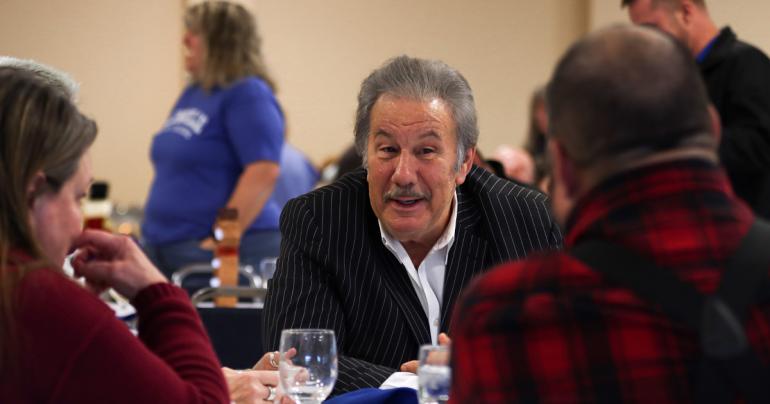 Holiday Employee Luncheon Glenville State College President Dr. Mark Manchin (center) chats with Associate Professor of English Dr. Melody Wise and Assistant Professor of Criminal Justice Dr. Jeff Bryson at the Holiday Luncheon. (GSC Photo/Kristen Cosner)