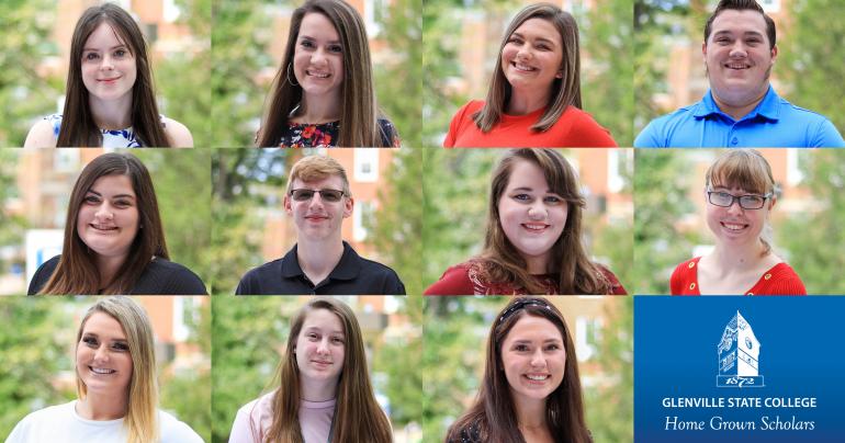 Home Grown Students 2020-2021 The new Glenville State College Home Grown Scholars for the 2020-2021 academic year include: (l-r) top row: Nicole Bailey, Erin Barnette, Emily Barr, Brandon Bowie; middle row: Rylee Copeland, Adam Davis, Josie Hill, Kayla Kulik; bottom row: Emily Lewis, Abigail Long, Peyton Smith (GSC Photos/Kristen Cosner)