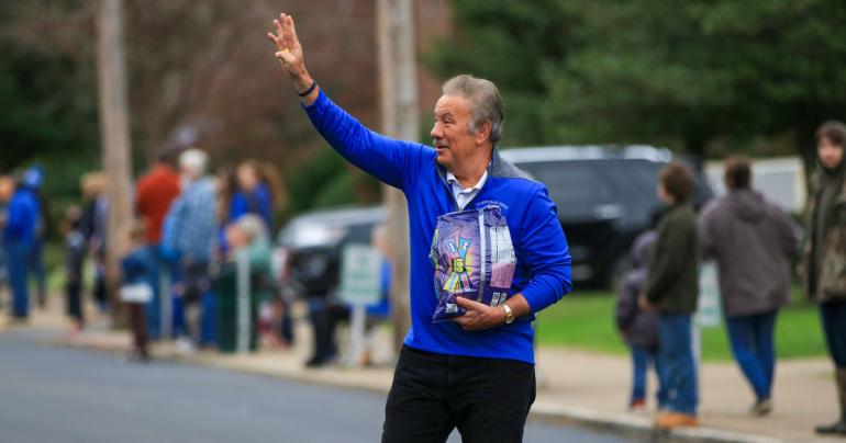 Homecoming Parade Glenville State University President Dr. Mark Manchin takes part in the annual homecoming parade in 2021. Glenville State’s homecoming parade is scheduled for the morning of Saturday, October 15. Civic and community organizations, bands, elected officials, classic car owners, and more are invited to participate. (GSU Photo/Kristen Cosner)