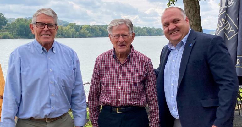 (l-r) Glenville State College Board of Governors member Bob Marshall, WJ “Jack” Hardman, and Glenville State College Vice President of Advancement David Hutchison.