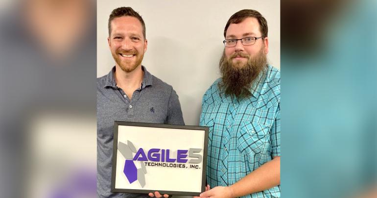 Agile5 Chief Security Officer Jacob Brozenick (left) with Glenville State University student James Amos. (Courtesy photo)