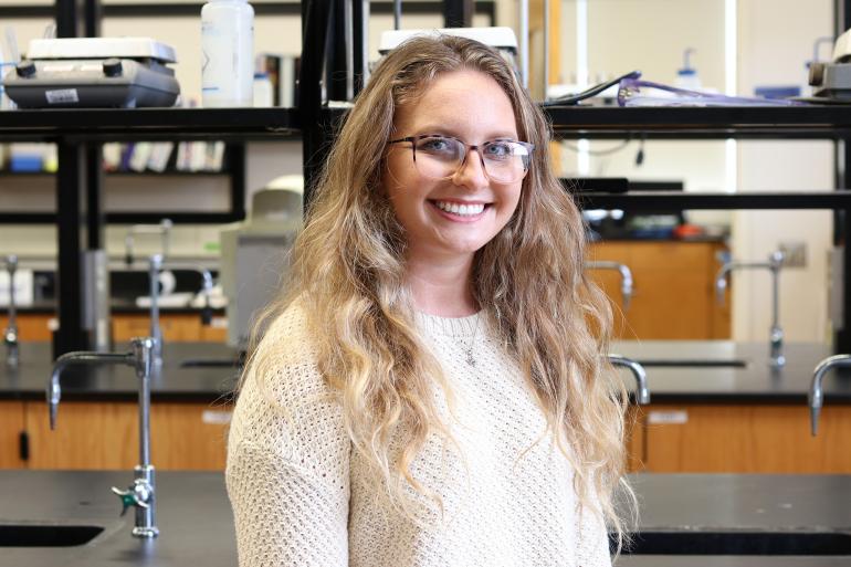 Glenville State College senior Janeeva Jenkins was recently accepted into the School of Pharmacy at WVU (GSC Photo/Kristen Cosner)