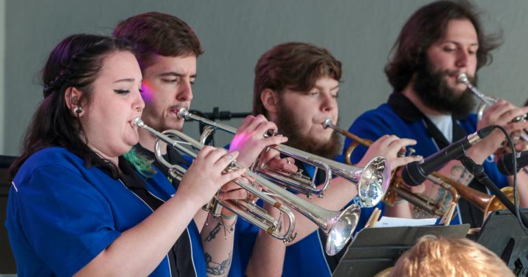 Jazz Band Performance Student musicians in the Glenville State University Jazz Big Band perform at a previous concert. Their latest concert will be on Friday, April 22 at 7:00 p.m.
