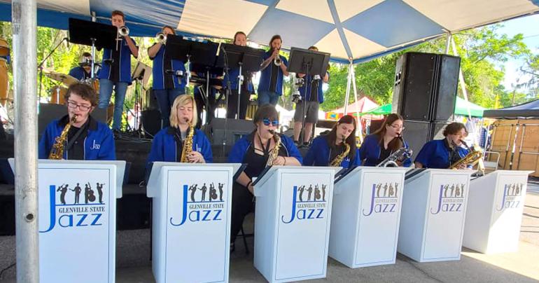 Members of the Glenville State College Jazz Big Band performing at the Blue Crab Festival in Little River, South Carolina. Members of the Glenville State College Jazz Big Band performing at the Blue Crab Festival in Little River, South Carolina.