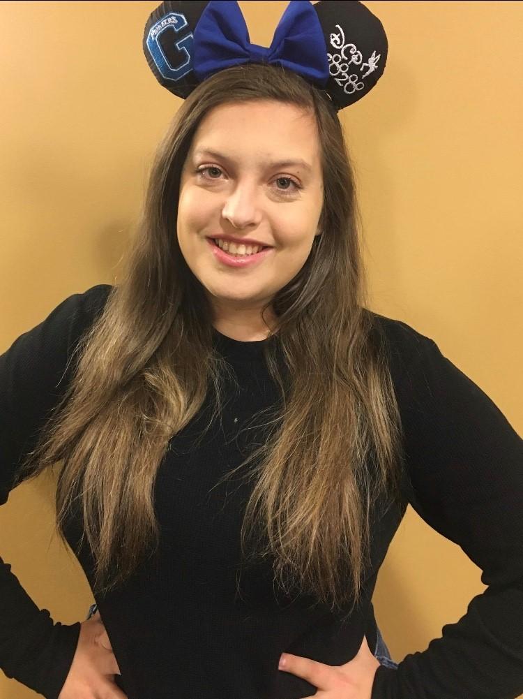 Glenville State College student Jessica Digennaro sporting her custom GSC-themed Disney ears