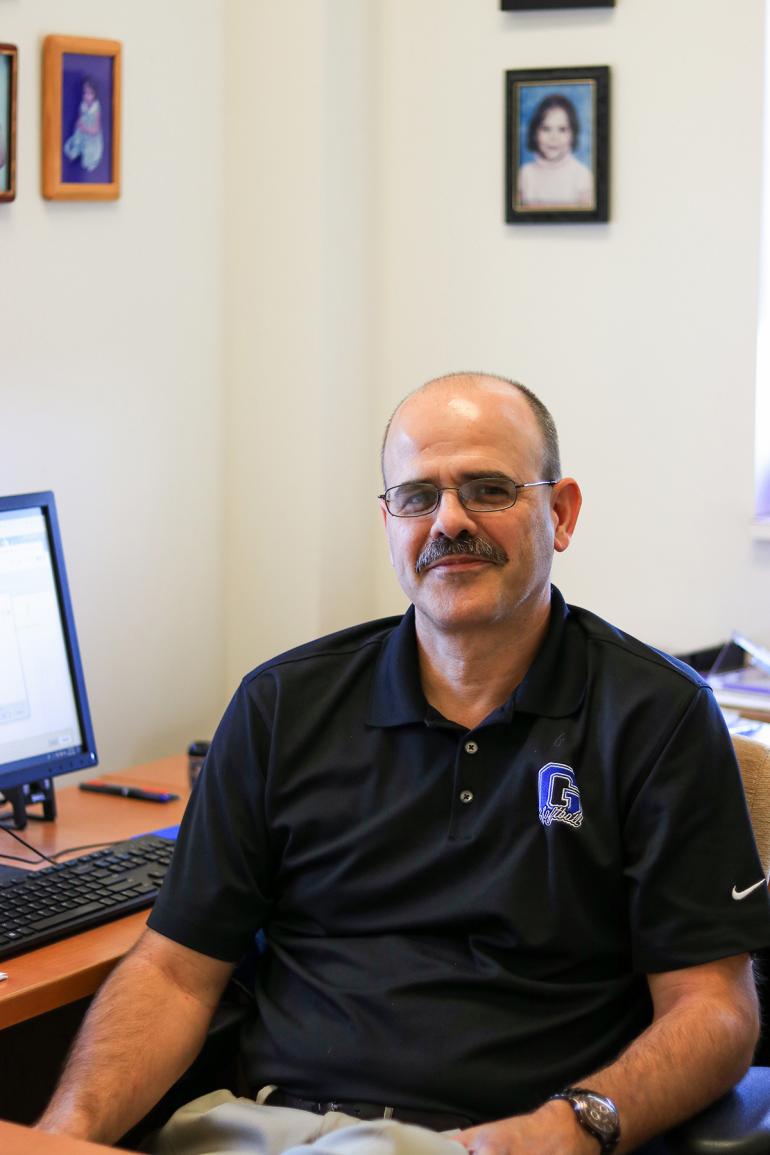 Kevin Evans GSC Professor of Chemistry Dr. Kevin Evans at his desk inside the Science Hall (GSC Photo/Kristen Cosner)