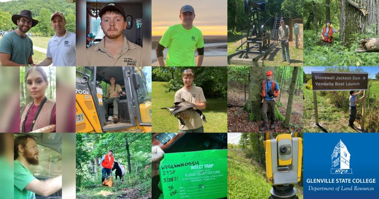 Land Resources Summer Interns Glenville State College Department of Land Resources students at their summer internships (l-r, descending) Jacob Amick, Jared Bishop, Asa Dick, Hunter Hayes, Ciera Heine, Heather Moore, Della Moreland, Cole Murphy, Adam Osborne, Lexi Pletcher, Marc Radcliff, Hayden Richards, Katlyne Rollyson, and Benjamin Sturtevant (not pictured Evan Jedamski and Kasee Smith).
