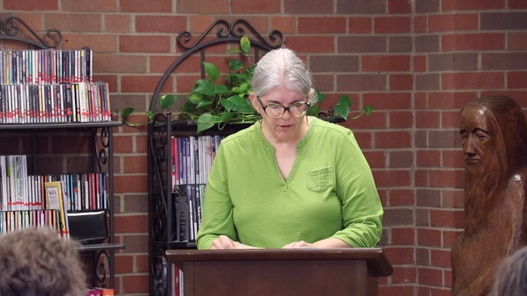 Glenville State College Associate Professor of English Melissa Gish at a previous literature reading held at the Robert F. Kidd Library