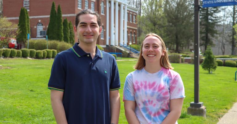 Glenville State University mathematics faculty members Robert Regalado (left) and Brooke Fincham recently presented a workshop related to mathematics anxiety during the annual West Virginia Council of Teachers of Mathematics meeting. (GSU Photo/Dustin Crutchfield)