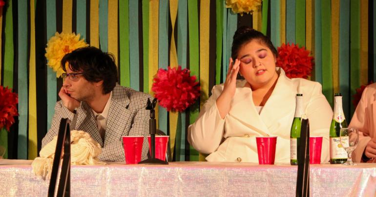 Performers on stage at a previous murder mystery dinner theater event at Glenville State University. The newest murder mystery event will take place on Saturday, April 16 at 7:00 p.m.