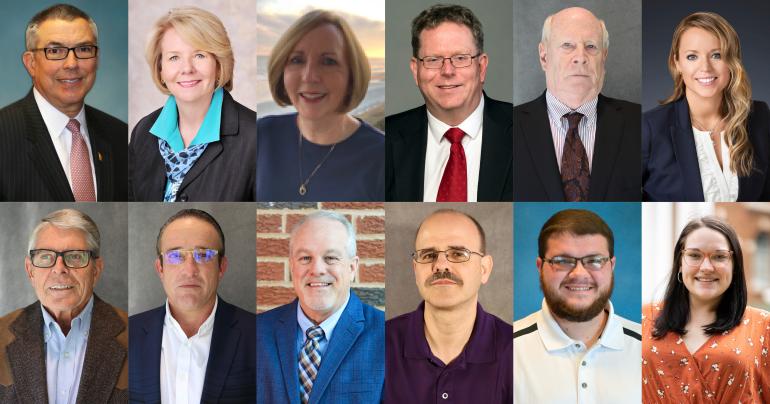Board of Governors Members 2022 Members of the Glenville State University Board of Governors (l-r, descending) Mike Rust, Ann Green, Dr. Kathy Butler, Dan Durbin, Skip Hackworth, Alexandria King, Robert Marshall, Douglas Morris, Joe Parsons, Dr. Kevin Evans, Cody Moore, and Breanna Morgan.