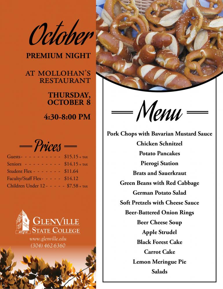 GSC Dining Services will hold an Octoberfest-themed Premium Night on Thursday, October 8 from 4:30-8:00 p.m.