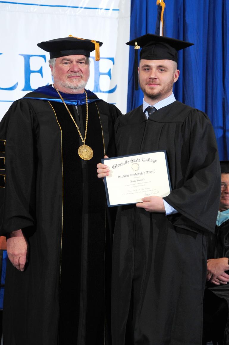 Student Leadership Award Recipient Jacob Bullard (right) with Board of Governors Chair Greg Smith (left)