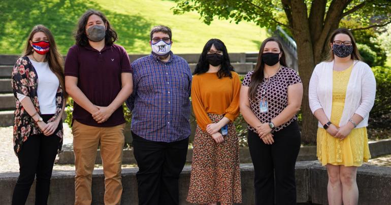 Student Teacher Interns SPR21 Spring 2021 Glenville State College Student Teachers (l-r) Cierra Hypes, Derek Bloomfield, Joshua Brennen, Haley Cottrill, Faith Norris, and Bryce McCourt. (GSC Photo/Kristen Cosner)