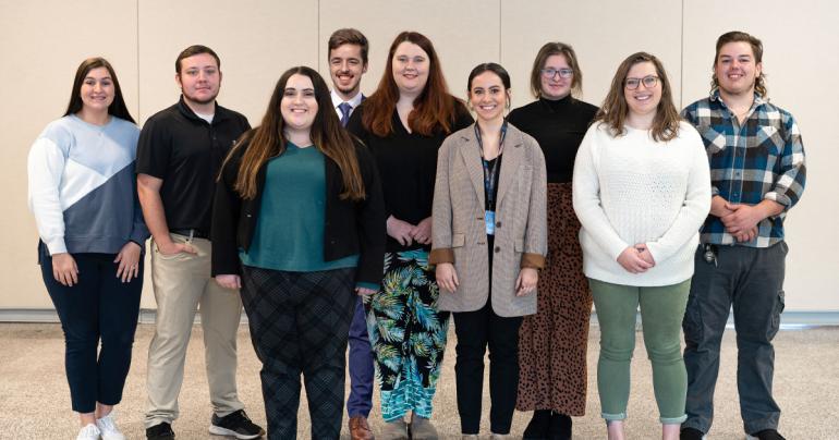 Student Teacher Interns Fall 2022 Glenville State University student teachers for the fall 2022 semester included (l-r) Kassidy Heavner, Cody Dobbins, Raven Friend, Nicholas McVaney, Stormie Alverson, Cali Hayes, Tobi Short, Raeann Hesse, and Shane Moats. (GSU Photo/Kristen Cosner)
