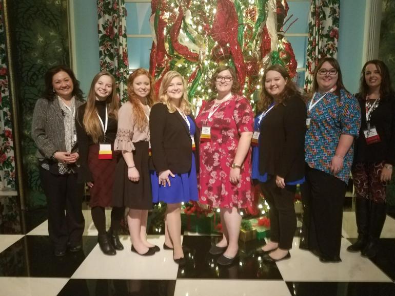 (l-r) Connie Stout O’ Dell, Katelyn Benson, Hannah Mick, Bethany Spelock, Amanda Lamb, Abby McCarty, Holly Wilson, Dr. Shelly Ratliff (l-r) Connie Stout O’ Dell, Katelyn Benson, Hannah Mick, Bethany Spelock, Amanda Lamb, Abby McCarty, Holly Wilson, Dr. Shelly Ratliff
