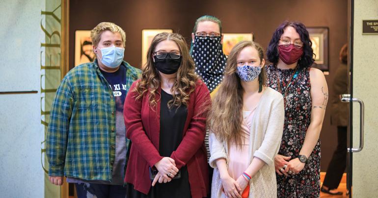 Trillium Art Show 2021 Several Glenville State College students participated in the recent Trillium Art Show; they included (l-r): Eli Anderson-Lake, Brianna Deel, Carla Bowman, Kylie Cosner, and Zoe Yates.