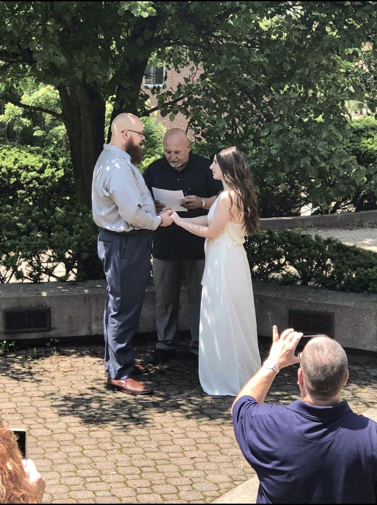 Simeon Kees and Sydnee Vance at their wedding ceremony on GSC's campus Simeon Kees and Sydnee Vance at their wedding ceremony on GSC's campus