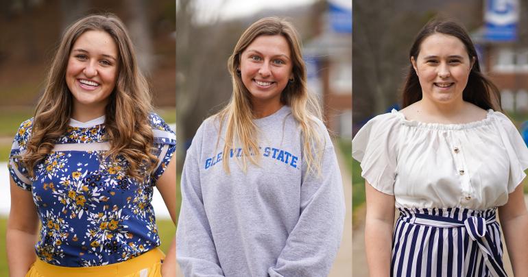Glenville State University students (l-r) Avalon Green, Megan Harding, and Madelynn V. Ojanpera-Lynch were recently awarded scholarships from the Women’s Leadership Circle.
