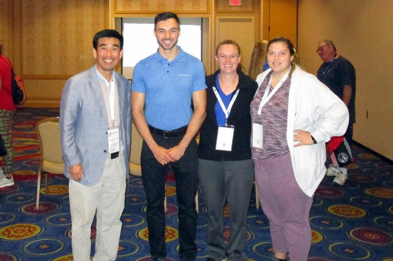 (l-r) Glenville State College Associate Professor of Physical Education Dr. Jong-Hoon Yu, Jessy Moore, GSC graduate Maygon Cangemi, and GSC graduate Mackenzie Smith at the WVAHPERD Convention