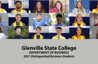 Glenville State College 2021 Distinguished Business Students; (l-r, descending) Jacob Arden, Brian Chaney, Leslee Coffman, Tiffany Cole, Madisyn Furr, Nicole Hansen, Kenzie Johnson, Dalton Law, Ellis Lilly, Oluwatobi “Tobi” Oladapo, MacKenzie Petry, Steven Pritt, Joseph Rubalcaba, Carter Springer, Jacob Stout, Seth Stover, Jasmine Tarman, and Alyssa Woods.