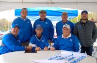 Establishing donors of the Glenville State College Athletic Trainer Scholarship with GSC’s Vice President for Advancement, David Hutchison, and Director of Alumni Relations, Conner Ferguson. Seated (l-r) David Hutchison, Gary Ray, and Ron Duncan; standing Stewart “Mike” Roscoe, Steve Ash, Virgil “Pee Wee” Lacey, and Conner Ferguson. (GSC Photo/Dustin Crutchfield)